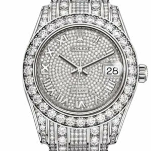 Pearlmaster 34 Diamond Pave Dial Pearlmaster Bracelet White Gold Watch 81405RBR