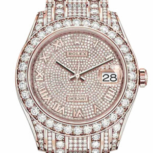 Pearlmaster 39 Diamond Pave Dial Pearlmaster Bracelet 18K Rose Gold Watch 86405RBR