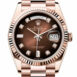  Day-Date 36 Brown ombré Diamond-set Dial Fluted Bezel 18K Everose gold President Watch 128235