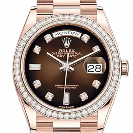  Day-Date 36 Brown ombré Diamond Dial Diamond Bezel 18K Everose Gold President Watch 128345RBR