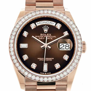 Day-Date 36 Brown ombré Diamond Dial Diamond Bezel 18K Everose Gold President Watch 128345RBR