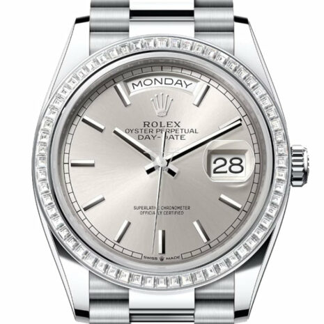  Day-Date 36 Silver Dial Diamond Bezel Platinum President Watch 128396TBR