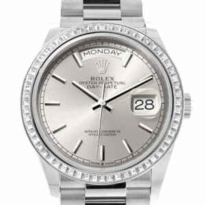 Day-Date 36 Silver Dial Diamond Bezel Platinum President Watch 128396TBR