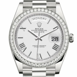 Day-Date 40 White Roman Dial Diamond Bezel White Gold President Automatic Men's Watch 228349RBR 228349