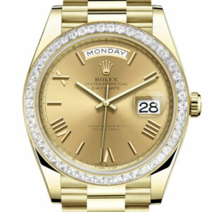 Day-Date 40 Champagne Roman Dial 40 Baguette Diamond Bezel 18K Yellow Gold President Automatic Men's Watch 228398TBR  228398