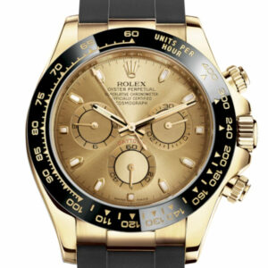 Cosmograph Daytona Champagne Yellow Gold Oysterflex Strap Mens Watch 116518LN 116518