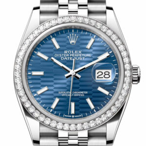 Datejust 36 Blue fluted Motif Dial Diamond Bezel Jubilee Watch 126284RBR 126284RBR-0041