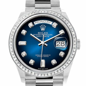 Day-Date 36 Blue ombré Dial Diamond Bezel Platinum President Watch 128396TBR