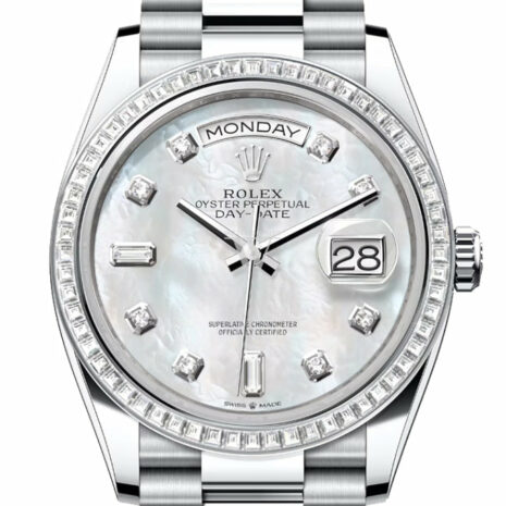  Day-Date 36 Mother of Pearl Dial Diamond Bezel Platinum President Watch 128396TBR