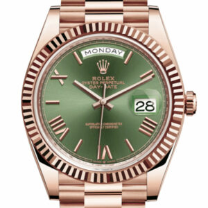 Day-Date 40 Olive Green Roman Dial Fluted Bezel 18K Everose gold President Automatic Men's Watch 228235