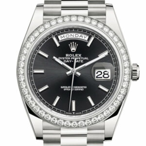 Day-Date 40 Black Dial Diamond Bezel White Gold President Automatic Men's Watch 228349RBR 228349