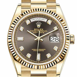 Day-Date 36 Dark Grey Diamond Dial 18K Yellow Gold Watch 128238