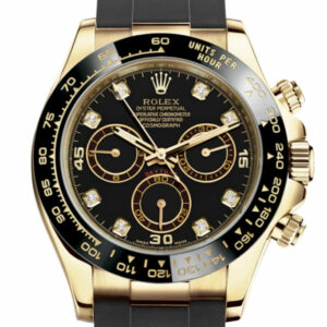 Cosmograph Daytona Black Diamond Yellow Gold Oysterflex Strap Mens Watch 116518LN 116518