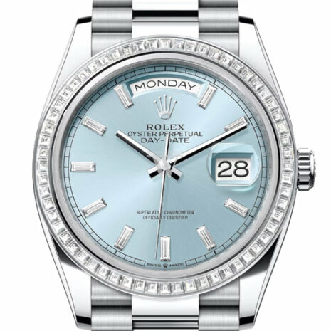  Day-Date 36 Ice Blue Diamond Dial Diamond Bezel Platinum President Watch 128396TBR