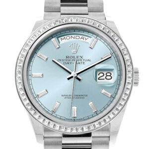 Day-Date 36 Ice Blue Diamond Dial Diamond Bezel Platinum President Watch 128396TBR