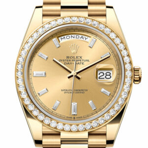  Day-Date 40 Champagne Baguette Diamonds Dial Yellow Gold President Men's Watch 228348RBR