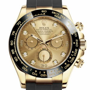 Cosmograph Daytona Champagne Diamond Yellow Gold Oysterflex Strap Mens Watch 116518LN 116518