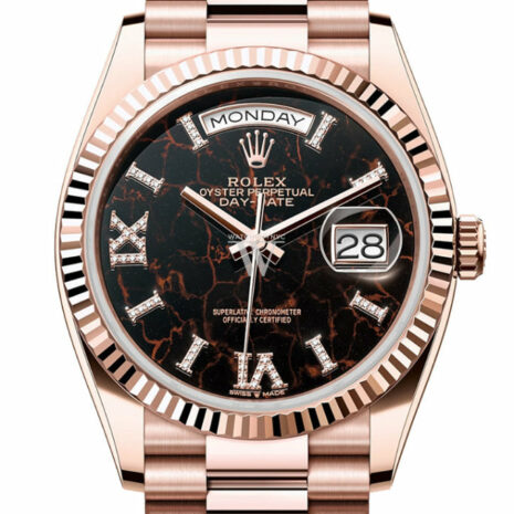 Day-Date 36 Eisenkiesel Dial Fluted Bezel 18K Everose gold President Watch 128235