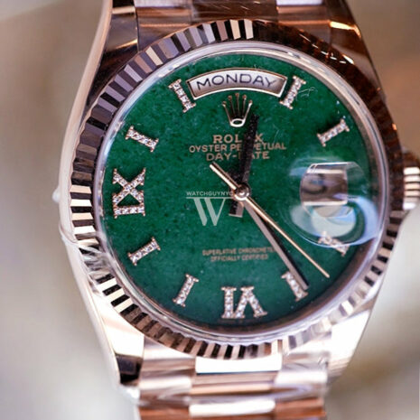  Day-Date 36 Aventurine Diamond Dial Fluted Bezel 18K Everose gold President Watch 128235