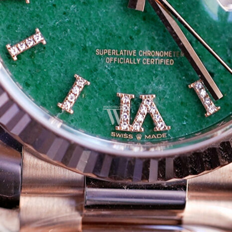  Day-Date 36 Aventurine Diamond Dial Fluted Bezel 18K Everose gold President Watch 128235