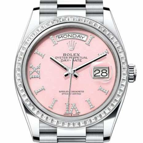  Day-Date 36 Pink Opal Dial Diamond Bezel Platinum President Watch 128396TBR