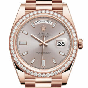 Day-Date 40 Sundust 10 Baguette-cut Diamonds Dial 18K Everose 228345 President  Men's Watch 228345RBR 228345