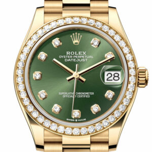 Datejust 31 Green Diamond Dial Diamond Bezel Yellow Gold Ladies Watch 278288RBR 278288RBR-0007
