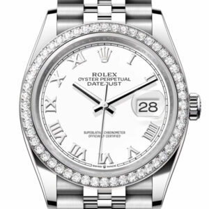Datejust 36 White Roman Dial Diamond Bezel Jubilee Watch 126284RBR 126284RBR-0017