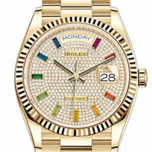 Day-Date 36 Diamond-Paved Diamond Dial 18K Yellow Gold Watch 128238