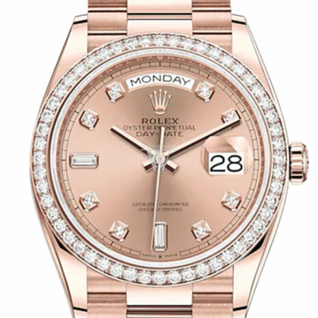  Day-Date 36 Rosé Colour Dial Diamond Bezel 18K Everose Gold President Watch 128345RBR