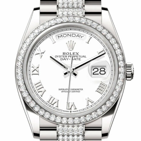 Day-Date 36 White Dial Diamond Bezel White Gold Diamond President Watch 128349RBR