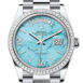  Day-Date 36 Turquoise Dial Diamond Bezel Platinum President Watch 128396TBR