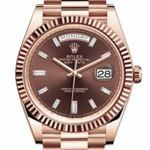 Day-Date 40 Chocolate 10 Baguette Diamond Dial 18K Rose Gold President Automatic Men's Watch 228235