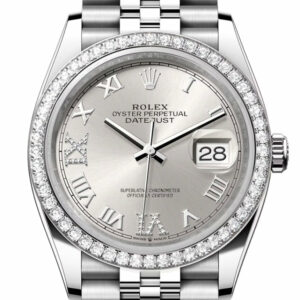 Datejust 36 Silver Roman Dial Diamond Bezel Jubilee Watch 126284RBR 126284RBR-0021