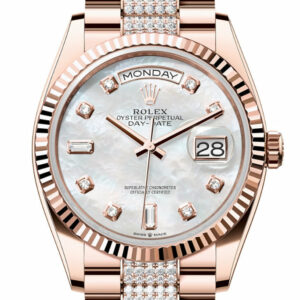 Day-Date 36 Mother-of-pearl Diamond Dial Fluted Bezel 18K Everose gold Diamond  President Watch 128235
