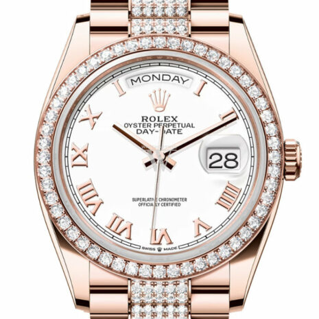  Day-Date 36 White Dial Diamond Bezel Everose Gold Diamond President Watch 128345RBR