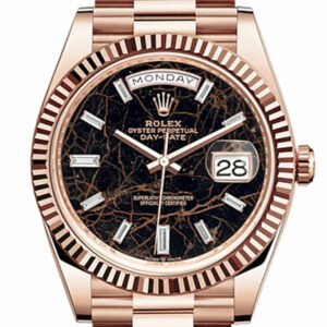 Day-Date 40 Eisenkiesel 10 Baguette-cut Fluted Dial Diamond Bezel 18K Everose gold President Automatic Men's Watch 228235