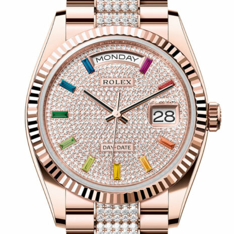  Day-Date 36 Diamond Paved Dial Fluted Bezel 18K Everose gold Diamond President Watch 128235
