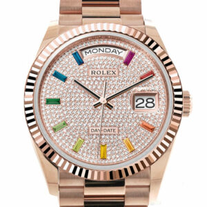 Day-Date 36 Diamond Paved Dial Fluted Bezel 18K Everose gold President Watch 128235