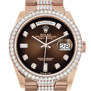 Day-Date 36 Brown ombré Diamond Dial Diamond Bezel 18K Everose Gold Diamond President Watch 128345RBR