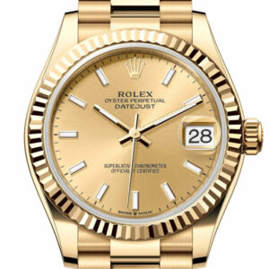 Datejust 31 Champagne Dial Fluted Bezel Yellow Gold Ladies Watch 278278 278278-0040