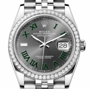 Datejust 36 Grey Green Roman Dial Diamond Bezel Jubilee Watch 126284RBR 126284RBR-0037