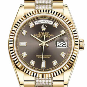 Day-Date 36 Dark Grey Dial 18K Yellow Gold Watch Diamond set president Bracelet 128238