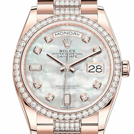  Day-Date 36 Mother of Pearl Diamond Dial Diamond Bezel 18K Everose Gold Diamond President Watch 128345RBR