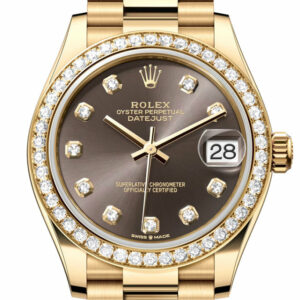 Datejust 31 Dark Grey Diamond Dial Diamond Bezel Yellow Gold Ladies Watch 278288RBR 278288RBR-0030