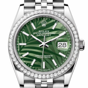 Datejust 36 Green Palm Motif Dial Diamond Bezel Jubilee Watch 126284RBR 126284RBR-0039