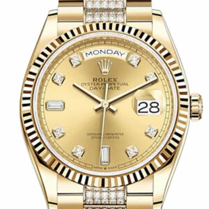 Day-Date 36 Champagne Diamond Dial 18K Yellow Gold Watch Diamond set president Bracelet 128238