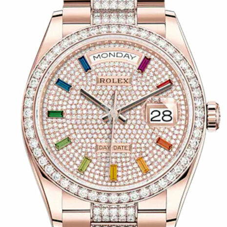  Day-Date 36 Diamond-Paved Dial Diamond Bezel 18K Everose Gold Diamond President Watch 128345RBR