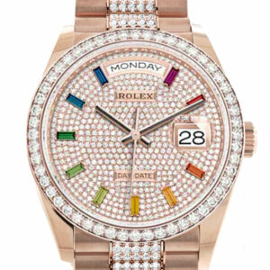 Day-Date 36 Diamond-Paved Dial Diamond Bezel 18K Everose Gold Diamond President Watch 128345RBR