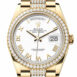  Day-Date 36 White Roman Dial Gold Diamond Bezel Watch 128348RBR-0043 128348RBR